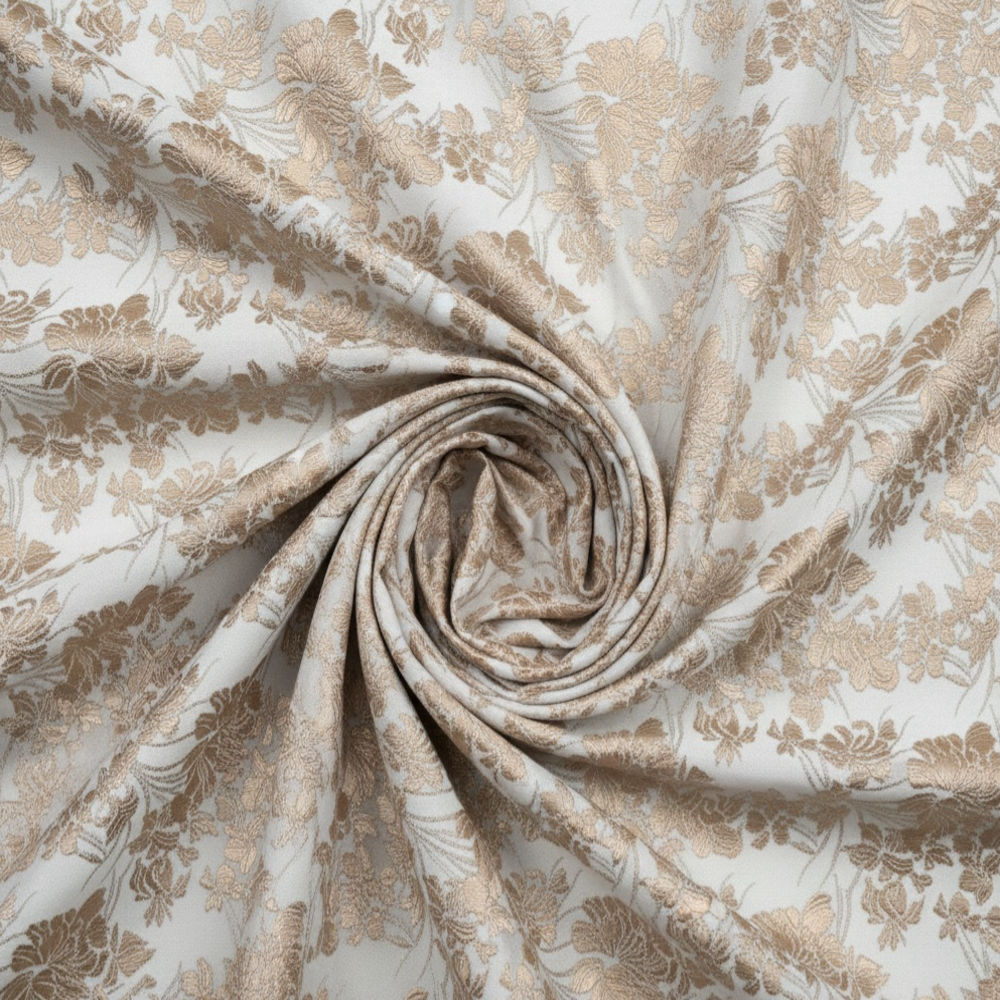 Quality Brown Floral Damask Designer Fabric